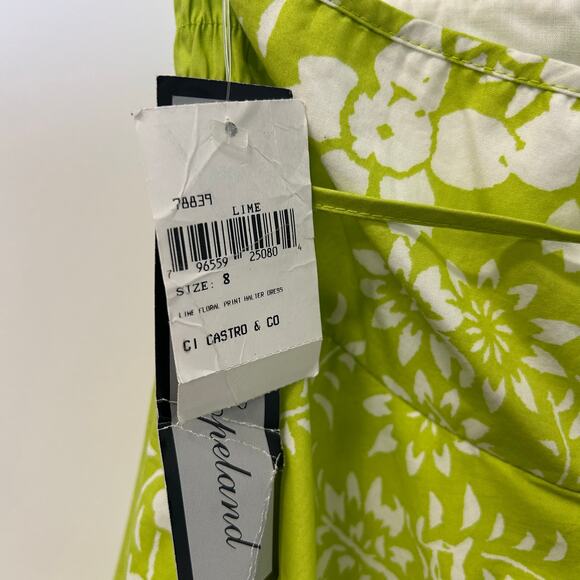 Jayne Copeland Green Floral Halter neck Vintage Dress Girls Size 8 - NWT - Picture 7 of 7